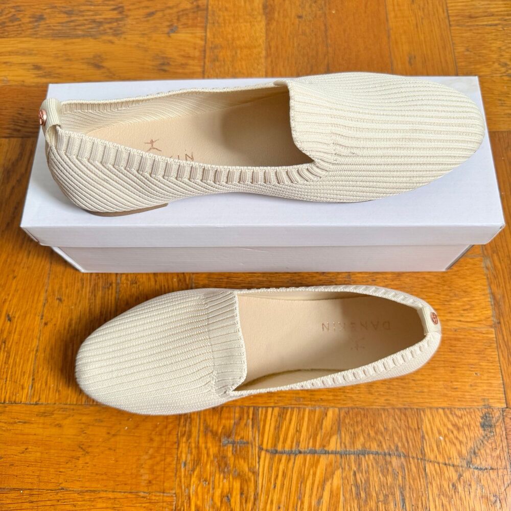 Cream slip-on shoes flats